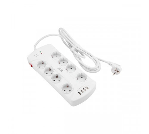 Surge Protector 2E with 8 sockets and a switch 3G1.5, 3m, white