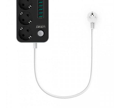 LDNIO 2500W, 6 USB, 10A, Qara/Ağ SE3631