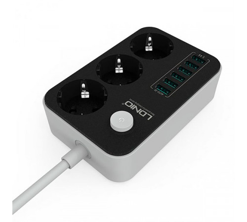 LDNIO 2500W, 6 USB, 10A, Qara/Ağ SE3631