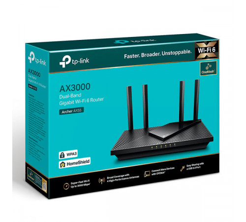 TP-Link Archer AX55 AX3000 Dual Band Gigabit Wi-Fi 6 Router
