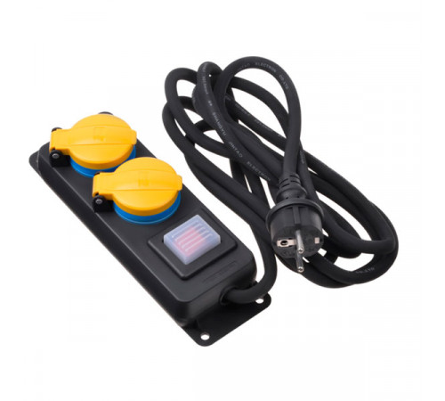 Power Strip 2Е 2XSchuko ІР44 3G1.5 - 3M Black / 2E-U02ESPM3