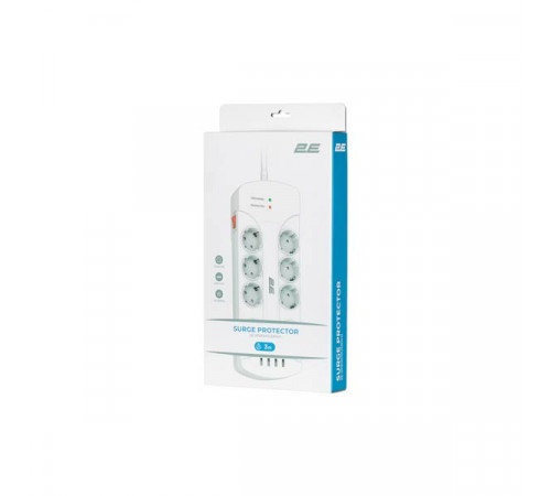 Surge Protector 2E with 8 sockets and a switch 3G1.5, 3m, white